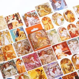 45pcs World Famous Paintings Mini Box Stickers Set Creative Scrapbooking Decorative Sealing Stationery for Crafting