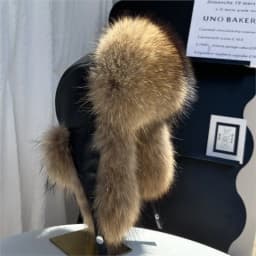 New 100% Genuine Fox Fur Ear-Protecting Hat Men Real Raccoon Fur Hat Women Winter Warm Fur Real Sheep Leather Snow Hat