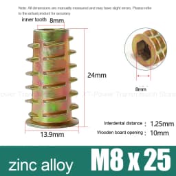 10-100Pcs M4 M5 M6 M8 M10 Zinc Alloy Thread for Wood Insert Nut Flanged Hex Drive Head Furniture Nuts Selection Length 6-30mm