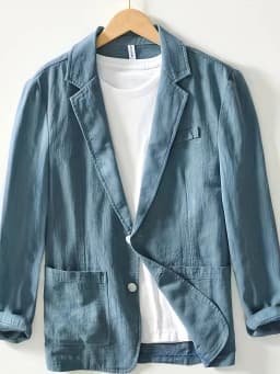man's Coat 2026 New Casual Suit single-layer Jacket Solid Color Cotton Linen Solid Color Button Pocket Long Sleeve Clothing