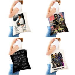 Michael Jackson Lady Shopping Bags Double Print Super Star Women Shopper Tote Bag Lightweight Album Girl Shop Satchel