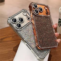 Colorful Glitter Full Screen Diamond Phone Case for iPhone 18 Pro Max 17 16 15 14 13 Lens Protection Plated Shockproof Cover
