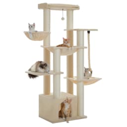 Large Cat Tree with 7 Thick Sisal Scratching Posts Big Hammocks Tall Cat Tower for Indoor Cats Large Adult with Spacious Condo