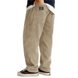 Autumn Winter Fashion Men's Solid Color Simple Basic Casual Trendy Loose Wide Leg Straight Corduroy Trousers Male Pants Clothes