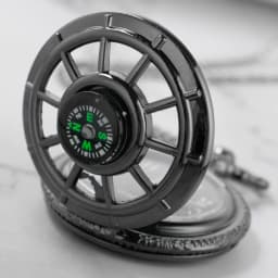 Exquisite Compass Design Vintage Hollow Skeleton Pocket Watch Black Starry Round Dial Antique Pendant Clock Retro Gifts Unisex