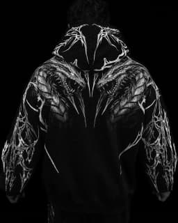 Men Unique Gothic Dragon Thorn Print Zip Up Hoodie Soft Cotton Like Fabric Oversized Long Sleeve Loose Punk Y2K Sweat Jacket