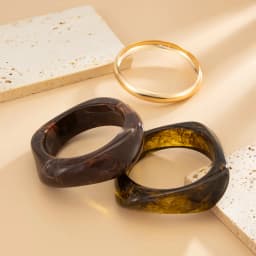 Salircon 3 Styles Vintage Punk Brown Thick Resin Acrylic Smudging Bangles Women Geometric Irregular Bracelets Pulseras Jewelry