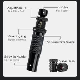 Tire Deflators Easy Twist Pressure Control Adjustable from 0.7 to 2.1 Bar, with Protective Caps&Convenient Carrying Case