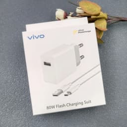 Original Vivo 80W Flash Charger EU Fast Charging Adapter & Type-C Cable For X300 X90 X80 S19 Pro iQOO Neo9 Z9 Phone Charger Set