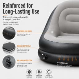 Inflatable Flocking Lazy Sofa Set with Foot Stool Portable Foldable Air Sofa Chair for Indoor Bedroom Outdoor Camping Leisure Furniture