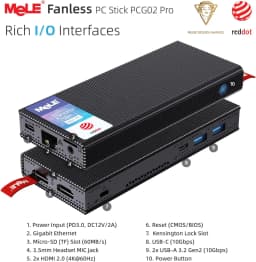 MeLE PCG02 Pro Fanless MINI PC Stick N100 8G 256G Mini Computer Dual HDMI,4266MHz LPDDR4,WiFi5 Gigabit Ethernet,USB Type-C PD3.0
