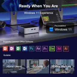 Ninkear M5 Neo Mini Pc, Intel Pentium Gold 5405U, 8GB RAM 256GB SSD, Windows 11, Dual Hdmi, Wifi 5, Bluetooth 5.0, 2Tb Expansion Triple-Screen Display