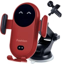 Wireless Car Charger Stand Fast Charging with Infrared Auto Clamp for iPhone 17 Samsung Phone Mount (Vent/Dashboard/Windshield)