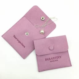 50 Personalized Logo Size Microfiber Jewelry Gift Pouch Velvet Snap Button Rings Earrings Packaging Organizer Wedding Favors Bag