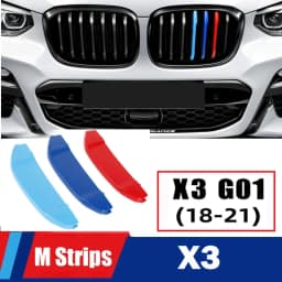 3pcs Car Front Grille Strip For BMW X3 E83 2003-2010 F25 2011-2017 G01 2018-2020 2023 M Power Performance Trim Cover Accessory
