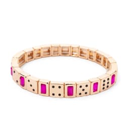 2024 New Gold Color Bangle Happy Elastic Bracelets For Women Beaded Accessory