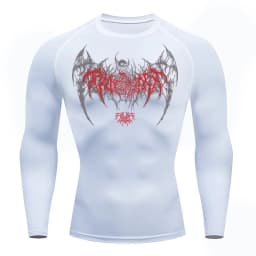 Skull Wings Print Long Sleeve Compression Shirts for Men Gym Workout Running Baselayer Undershirts Spring Fall Athletic Tops