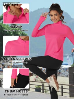 TACVASEN Fleece 1/4 Zip-Up Pullover Womens Warm Long Sleeve Outdoor Sports Tops Breathable Athletic Running Jogging Sweatshirts