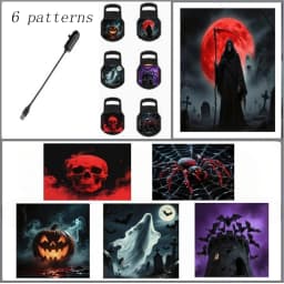 Halloween USB Projection Night Light Skull 6 Patterns Design LED Projector Lamps Wall Ceiling Decor Holiday Party Ambient Lights