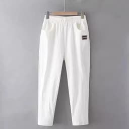 Slimming Straight Leg Cotton Linen Harem Pants Women's High Waist Summer Casual Trousers Pure Color Versatile Loose Fit Thin