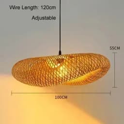 HandMade Bamboo Weaving LED Pendant Lamp Home Decor Hanging Chandelier Lighting Living Room Kitchen Vintage Rattan Woven Light