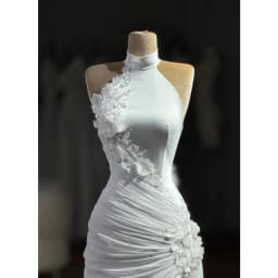 Tokyo Customized Sweep Train Satin Prom Dress Halter Neck vestidos de noche Multilayer Pleats 3D Flower Evening Dresses 2026