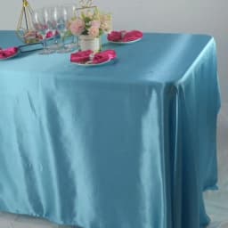 Reusable Satin Tablecloth Wedding Mariage Party Decoration Polyester Picnic Countryard Birthday Christmas Table Cloth White/Blue
