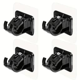 12/2pcs No Drill Curtain Rod Brackets Self-Adhesive Curtain Rod Holder Hook Adjustable Wall Curtain Fixed Clip Hanging Rack