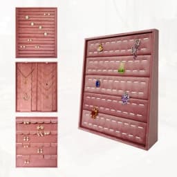 Vertical Velvet and Leather Jewelry Display Stand Large Adjustable Earring Necklace Ring Organizer for Shop Home Vanity Counter
