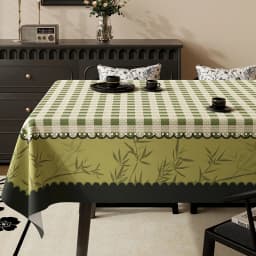 Green Retro Plaid Waterproof Tablecloth High-Quality Pvc Oil-Proof Table Mat for Living Room No-Wash Dining Aesthetic Room Decor