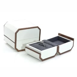 Fashional New Design PU Leather Double Ring Pendant Bangle Bracelet Jewelry Gift Box for Marriage Proposal Wedding