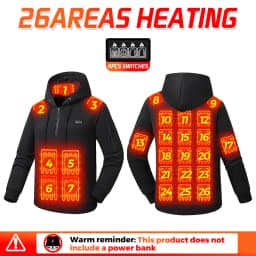 26 Zone Heated Sweatshirt for Men Women Fast Heating USB Constant Temp Hoodie Machine Washable Windproof for Commute Outdoor