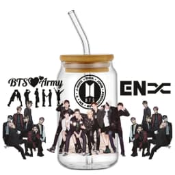 Korean Popular Music Group UV DTF Bottle Stickers Glasses Cup Transfer Stickers DIY Stationery Computer Waterproof Sticker