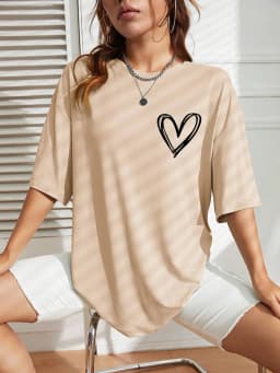 Simple Love Printed Womens T Shirts Summer Breathable Clothes Casual Fashion Short Sleeve Street Oversized All Match T-Shirts