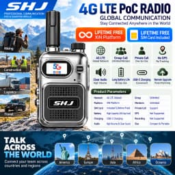 SHJ 4G LTE PoC Radio Global Network Walkie Talkie with SIM Card Lifetime Free XIN Platform Data Unlimited Groups Members Private