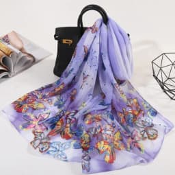 Ultra-thin Soft Chiffon Sun Protection Beach Towel Butterfly Printed Long Women's Shawl Scarf
