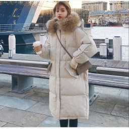 New Winter Coat Women's Jacket Fur Neckline Long Basic Coats Thick Jackets Cotton Padded Outerwear Parkas Female Clothes