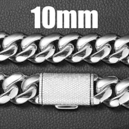 8/10/12/14mm Solid Stainless Steel Cuban Miami Link Chain Necklaces for Men Hip Hop Bling Iced out Rapper Jewelry