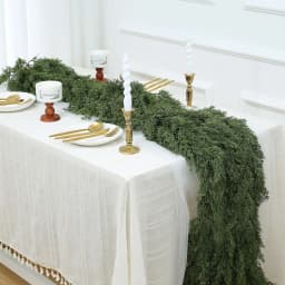 180cm Artificial Cedar Garlands, Real Touch Winter Cedar Pine Garland, Green Artificial Greenery Garland for Table, Mantle, Wall