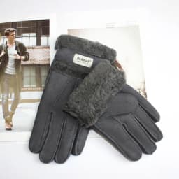 New men's sheepskin fur gloves thickened wool lining warm and cold resistant winter gloves leather