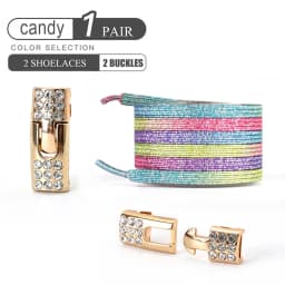 No Tie Shoe Laces Diamond Buckle Elastic Laces Shoelaces Pearl Light Colorful Fashion Without Ties Laces Sneaker Kids Adult