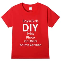 Custom T-shirts, Printed with Your Design, Logo Text Children's Round Neck Printed Pure Cotton Personalized Gift T-shirt Tops