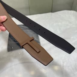 Double-Sided Leather Belt with Letter Buckle T-Shaped Men's Fashionable Genuine Leather Belt Stylish Men's Belt Workwear