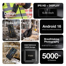 AGM H6 PRO Rugged Smartphone (6+6)12GB+128GB Android 16 Phone 6.56-Inch 5000mAh NFC 50MP Camera Cell Phone