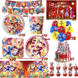 New The Amazing Birthday Party Decorations Digitaled Circus Tableware Set Plates Banner Tablecloth for Baby Shower Supplie Gifts