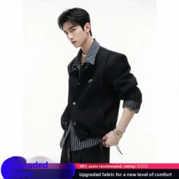 Korean Style Patchwork Shirt Hoodie Men's Spring American Cleanfit Jacket High-End Feeling Handsome Shirt Long Sleeve Striped