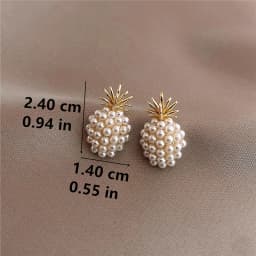 Imitation Pearl Mini Pineapple Earrings for Women Small Simple Korean Fashion Chic Jewelry Gifts 2024