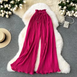 Women Long Pants Wide Leg Pant Solid Loose Y2k Casual Lace Up Tight High Waist Capris Regular Pleated Trousers Summer 2026