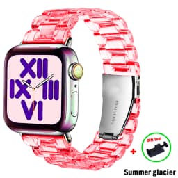 Link bracelet for apple watch band ultra 2 49mm 41mm 45mm 44/40/42/38mm glacier Transparent strap iwatch series 9 8 7 6 5 4 3 SE