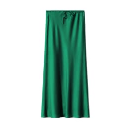 2026 Spring Summer Solid Color Satin Long Skirt For Women High Waist Lace-Up Fashion Elegant Faldas Light Luxury Women's Skirt